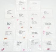 Thirty two loose pink topaz including a matching pair of 1ct heart cut, 2.1ct round cut, 3ct concave