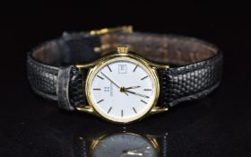 Zenith ladies wristwatch ref. 27-2220.106 with date aperture, luminous hands, gold baton hour