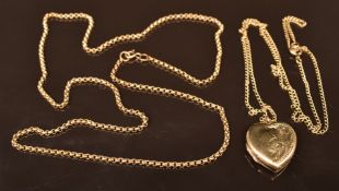 Two 9ct gold necklaces/ chains, 11.8g
