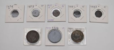 George III 1806 penny, George IV 1823 Irish penny, France Louis XVI 2 sols, together with five