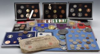 Collection of year coin packs and GB shilling coin presentation folders