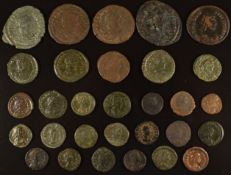 Imperial Roman coinage AD379-395 Theodosius I, 30 bronze coins, diameter of largest 22mm, smallest