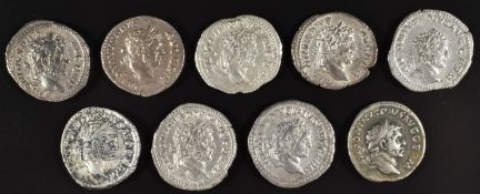 Roman Imperial coinage The Severan Dynasty AD193-235 Caracalla (198-217) nine various silver