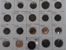 A collection of  halfpennies in album page, George II 1738 through to George V 1910, together with a