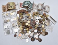 A collection of overseas coinage and banknotes, small silver content