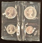 2001 Maundy coin set comprising 1d, 2d, 3d and 4d, with copy of certificate