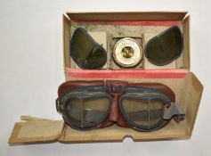 Boxed pair of mk VIII air ministry or RAF flying goggles, with spare lenses, in original box