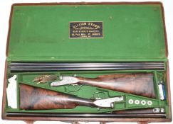 A pair of William Evans best quality 12 bore sidelock side by side ejector shotguns each with