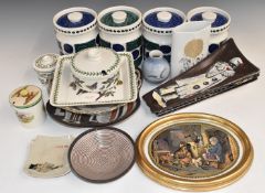 Portmeirion Talisman storage jars, Copenhagen vase, Dresden basket, retro Italian and Danish