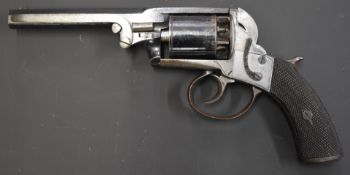 Webley style 80 bore five shot double action percussion revolver with frame engraved 'London
