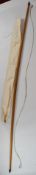 English ash and yew wood longbow or war bow, 193cm long, in slip case.