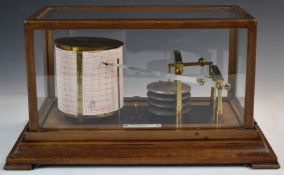 Negretti & Zambra mahogany cased barograph, length 35.5cm