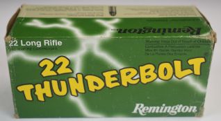 Five-hundred .22 Thunderbolt rifle cartridges, in original boxes. PLEASE NOTE THAT A VALID