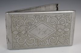 WW2 German Prisoner of War handmade aluminium cigarette case inscribed 37 P.O.W Winchcomb, Alere