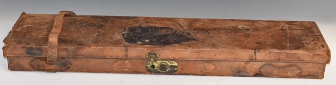 Leather bound shotgun case with fitted interior and 'Edwinson Green & Sons Gun and Rifle Makers, The