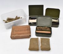 Three military Army or similar cleaning kits together with a Hexamine Solid Fuel Cooker in