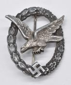 Luftwaffe unqualified air gunner's badge - introduced April 25th 1944 and awarded to personnel