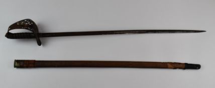 British 1897 pattern sword with VR cypher to hilt, 80cm blade and scabbard. PLEASE NOTE ALL BLADED