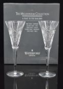 Waterford Crystal Millennium Collection boxed pair of toasting flutes 'Health'