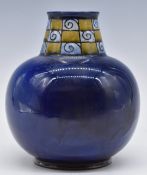 Royal Doulton art pottery pedestal bulbous vase with incised BN and V initials to base, H22cm