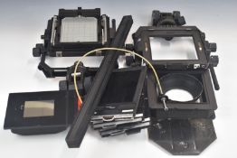 Cambo monorail camera, with various backs and film holders