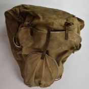 WW2 Commando type canvas and leather Bergen rucksack with metal frame.