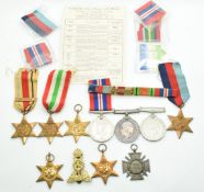 Eight WW2 medals comprising two 1939-1945 Star, Africa Star with clasp for 8th Army, Italy Star,