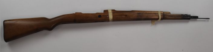 Fabrica De Armas Coruna Mauser K98 style bolt-action rifle stock with steel butt plate, ram-rod