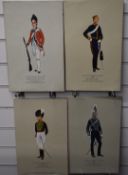 Eight military prints drawn by P.H Smitherman, including Grenadier Coldstream Guards 1775, Officer