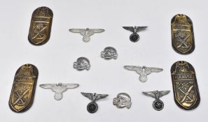 Thirteen reproduction German Nazi Third Reich metal badges including four Narvik examples