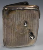 WW1 hallmarked silver cigarette case, with note inside reading 'carried in the breast pocket of