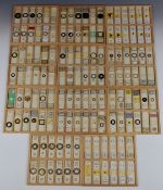 Cabinet of 144 Victorian and later microscope slides, mostly annotated and with preparer's name
