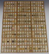Cabinet of 144 early to mid 20thC microscope slides, mostly annotated and with preparer's name