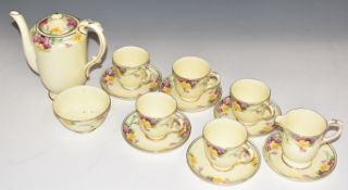 Crown Staffordshire Art Deco tea ware decorated with flowers
