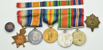British Army WW1 and WW2  group of five medals, comprising 1914/1915 Star, War Medal and Victory