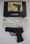 Skif A-3000 .177 Co2 air pistol with 28 shot magazine, serial number 103485, in original box with