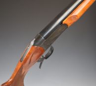 Baikal IJ-18E 12 bore single barrelled shotgun with engraved animal scenes to the lock, chequered