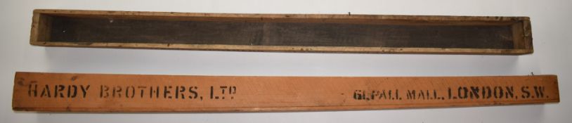 Original Hardy Bros Alnwick stencilled wooden rod boxes, 61 Pall Mall, London, L142cm /135cm
