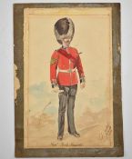 Watercolour 'Sergeant, Scots Guards' signed by CA Judd 11.10.05