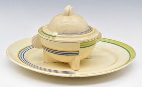 Clarice Cliff Art Deco tureen with cover and matching large meat plate