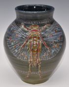 Dennis Chinaworks signed limited edition 13/16 baluster vase decorated in the locust pattern, H19cm