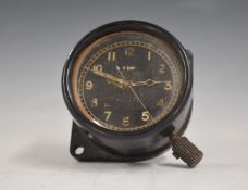 WW2 interest 8 day cockpit clock, marked to dial 130/43 and 8 day, possibly of Spitfire interest,