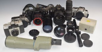 Canon cameras comprising 350D digital SLR with 35-105mm 1:4.5-5.6 lens, EOS 1000F, EOS IX7 and EOS