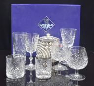 Large collection of cut glass including sets of boxed Edinburgh Crystal cut drinking glasses, wine