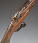 Belgian 9mm rimfire Flobert hammer action garden gun with chequered semi-pistol grip and forend,