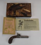 Pedersoli Derringer .44 percussion hammer action pocket pistol with engraved locks, folding trigger,