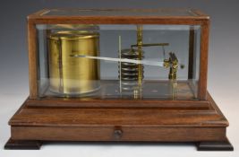 Daniell London mahogany cased barograph with bevelled glass and drawer below, length 37.5cm