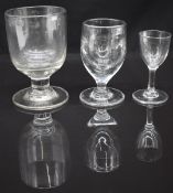 Three 19thC drinking glasses including Georgian rummer, tallest 14cm
