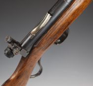 Vickers-Armstrongs Ltd .22 underlever-action target rifle with adjustable peep hole sights,