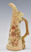 Royal Worcester blush ivory tusk vase decorated with flowers, H24cm